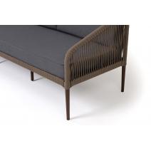  "Канны" диван 3-местный плетеный из роупа, каркас алюминий темно-серый (RAL7024) шагрень, роуп темно-серый круглый, ткань темно-серая 019, фото 4 