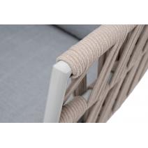  "Диего" кресло плетеное из роупа, каркас алюминий светло-серый (RAL7035) муар, роуп бежевый круглый, ткань светло-серая, фото 4 