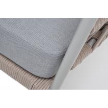  "Диего" кресло плетеное из роупа, каркас алюминий светло-серый (RAL7035) муар, роуп бежевый круглый, ткань светло-серая, фото 7 