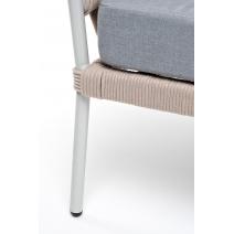  "Диего" кресло плетеное из роупа, каркас алюминий светло-серый (RAL7035) муар, роуп бежевый круглый, ткань светло-серая, фото 9 