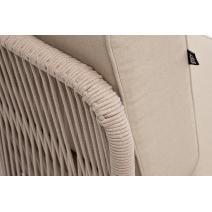  "Канны" угловой модуль плетеный из роупа, каркас алюминий белый муар, роуп бежевый круглый, ткань бежевая 15052, фото 4 