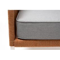  "Канны" кресло плетеное из роупа, каркас алюминий светло-серый (RAL7035) муар, роуп светло-серый круглый, ткань светло-серая, фото 5 