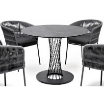  "Диего" обеденная группа на 4 персоны со стульями "Бордо" плетения колос, столешница "серый гранит", фото 6 