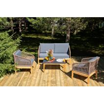  "Канны" лаунж-зона 4-местная из роупа со столиком "Канны" (серый гранит), основание дуб, роуп коричневый, фото 2 