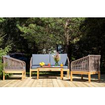  "Канны" лаунж-зона 4-местная из роупа со столиком "Канны" (серый гранит), основание дуб, роуп коричневый, фото 3 