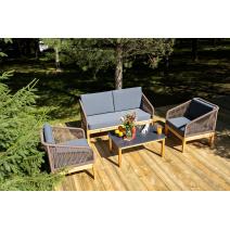  "Канны" лаунж-зона 4-местная из роупа со столиком "Канны" (серый гранит), основание дуб, роуп коричневый, фото 4 