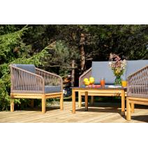  "Канны" лаунж-зона 4-местная из роупа со столиком "Канны" (серый гранит), основание дуб, роуп коричневый, фото 5 