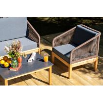  "Канны" лаунж-зона 4-местная из роупа со столиком "Канны" (серый гранит), основание дуб, роуп коричневый, фото 7 