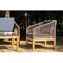  "Канны" лаунж-зона 4-местная из роупа со столиком "Канны" (серый гранит), основание дуб, роуп коричневый, фото 8 