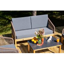  "Канны" лаунж-зона 4-местная из роупа со столиком "Канны" (серый гранит), основание дуб, роуп коричневый, фото 9 