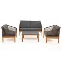  "Канны" лаунж-зона 4-местная из роупа со столиком "Канны" (серый гранит), основание дуб, роуп коричневый, фото 21 