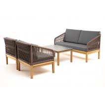  "Канны" лаунж-зона 4-местная из роупа со столиком "Канны" (серый гранит), основание дуб, роуп коричневый, фото 22 