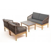  "Канны" лаунж-зона 4-местная из роупа со столиком "Канны" (серый гранит), основание дуб, роуп коричневый, фото 23 