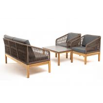  "Канны" лаунж-зона 4-местная из роупа со столиком "Канны" (серый гранит), основание дуб, роуп коричневый, фото 24 