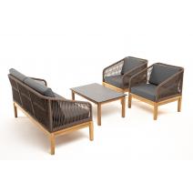  "Канны" лаунж-зона 4-местная из роупа со столиком "Канны" (серый гранит), основание дуб, роуп коричневый, фото 25 