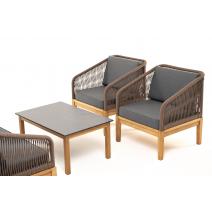  "Канны" лаунж-зона 4-местная из роупа со столиком "Канны" (серый гранит), основание дуб, роуп коричневый, фото 27 