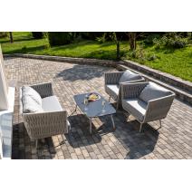  "Монако" лаунж-зона 4-местная из роупа со столом "Верона" (серый гранит), каркас светло-серый, роуп светло-серый, фото 1 