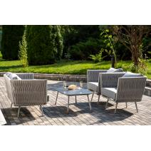  "Монако" лаунж-зона 4-местная из роупа со столом "Верона" (серый гранит), каркас светло-серый, роуп светло-серый, фото 2 