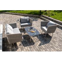  "Монако" лаунж-зона 4-местная из роупа со столом "Верона" (серый гранит), каркас светло-серый, роуп светло-серый, фото 3 