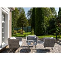  "Монако" лаунж-зона 4-местная из роупа со столом "Верона" (серый гранит), каркас светло-серый, роуп светло-серый, фото 4 