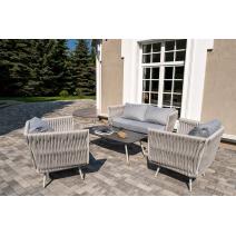  "Монако" лаунж-зона 4-местная из роупа со столом "Верона" (серый гранит), каркас светло-серый, роуп светло-серый, фото 5 