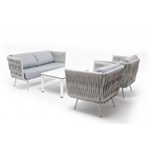  "Монако" лаунж-зона 4-местная из роупа со столом "Верона" (серый гранит), каркас светло-серый, роуп светло-серый, фото 19 