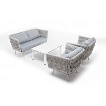  "Монако" лаунж-зона 4-местная из роупа со столом "Верона" (серый гранит), каркас светло-серый, роуп светло-серый, фото 20 