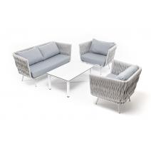  "Монако" лаунж-зона 4-местная из роупа со столом "Верона" (серый гранит), каркас светло-серый, роуп светло-серый, фото 21 