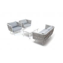  "Монако" лаунж-зона 4-местная из роупа со столом "Верона" (серый гранит), каркас светло-серый, роуп светло-серый, фото 22 