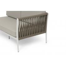  "Касабланка" диван модульный плетеный из роупа, каркас алюминий, роуп серо-коричневый 23мм, ткань бежевая 15052, фото 4 