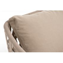  "Диего" диван 2-местный плетеный из роупа, каркас алюминий белый муар, роуп бежевый круглый, ткань бежевая 052, фото 4 