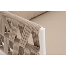  "Диего" диван 2-местный плетеный из роупа, каркас алюминий белый муар, роуп бежевый круглый, ткань бежевая 052, фото 5 