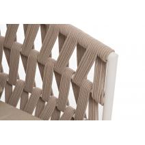  "Диего" диван 2-местный плетеный из роупа, каркас алюминий белый муар, роуп бежевый круглый, ткань бежевая 052, фото 6 