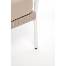  "Диего" диван 2-местный плетеный из роупа, каркас алюминий белый муар, роуп бежевый круглый, ткань бежевая 052, фото 8 