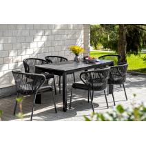  "Венето" обеденная группа на 6 персон со стульями "Милан", каркас темно-серый, роуп темно-серый, фото 1 