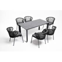  "Венето" обеденная группа на 6 персон со стульями "Милан", каркас темно-серый, роуп темно-серый, фото 9 