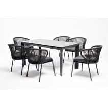  "Венето" обеденная группа на 6 персон со стульями "Милан", каркас темно-серый, роуп темно-серый, фото 12 