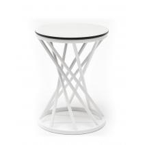  "Сантьяго" журнальный стол из HPL круглый Ø40 H55, каркас из стали белый, цвет столешницы "молочный", фото 1 