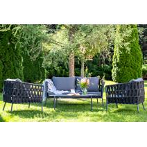  "Диего" лаунж-зона 4-местная плетеная из роупа (веревки), каркас алюминиевый темно-серый, роуп темно-серый, фото 2 