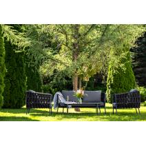  "Диего" лаунж-зона 4-местная плетеная из роупа (веревки), каркас алюминиевый темно-серый, роуп темно-серый, фото 3 