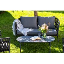  "Диего" лаунж-зона 4-местная плетеная из роупа (веревки), каркас алюминиевый темно-серый, роуп темно-серый, фото 4 