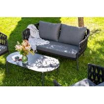  "Диего" лаунж-зона 4-местная плетеная из роупа (веревки), каркас алюминиевый темно-серый, роуп темно-серый, фото 5 