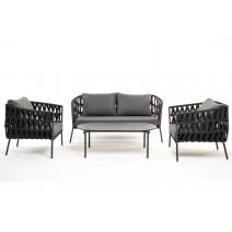  "Диего" лаунж-зона 4-местная плетеная из роупа (веревки), каркас алюминиевый темно-серый, роуп темно-серый, фото 16 