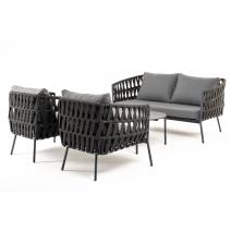  "Диего" лаунж-зона 4-местная плетеная из роупа (веревки), каркас алюминиевый темно-серый, роуп темно-серый, фото 17 