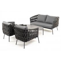  "Диего" лаунж-зона 4-местная плетеная из роупа (веревки), каркас алюминиевый темно-серый, роуп темно-серый, фото 18 