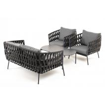  "Диего" лаунж-зона 4-местная плетеная из роупа (веревки), каркас алюминиевый темно-серый, роуп темно-серый, фото 19 