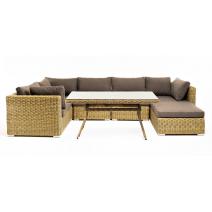  "Лунго" обеденная группа угловая из искусственного ротанга, цвет соломенный, фото 1 