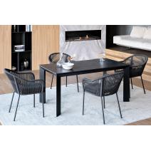  "Венето" обеденная группа на 4 персоны со стульями "Лион", каркас темно-серый, роуп темно-серый, фото 1 