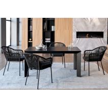  "Венето" обеденная группа на 4 персоны со стульями "Лион", каркас темно-серый, роуп темно-серый, фото 2 