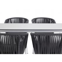  "Малага" обеденная группа на 4 персоны со стульями "Бордо", каркас белый, роуп серый, фото 4 